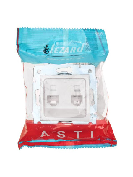 Розетка компьютерная 2-м СП ASTI IP20 RJ45 механизм жемчуж./бел. перламутр. LEZARD 7081-3088-141