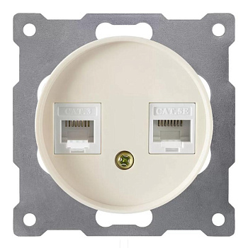 Розетка компьютерная + телефонная 2-м СП Florence RJ45 + RJ11 кат.5E механизм беж. (1E20801301) OneKeyElectro 2172794