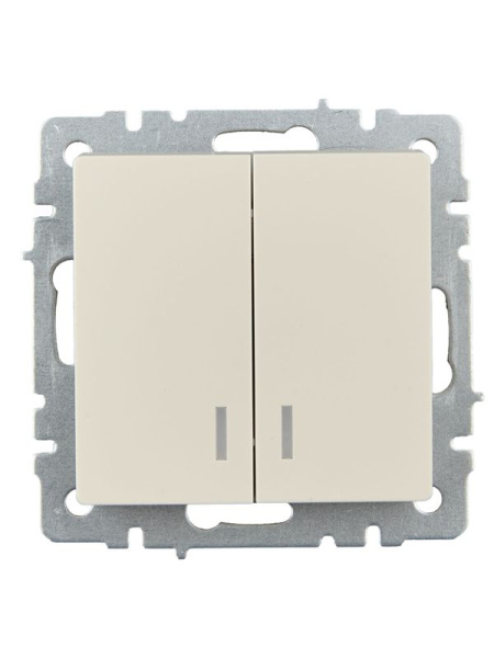 Выключатель 2-кл. СП BRITE ВС10-2-1-БрКр 10А с индик. механизм беж. IEK BR-V20-1-10-K10