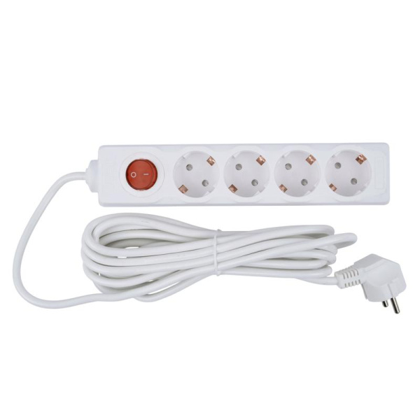 Удлинитель 4х5м с заземл. 16А Ultra S-GCU4-5B WHITE бел. Uniel UL-00010024