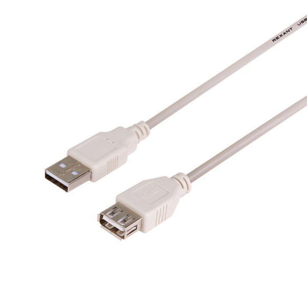 Шнур USB 2.0 (USB А-USB A) 1.8м сер. REXANT 18-1114