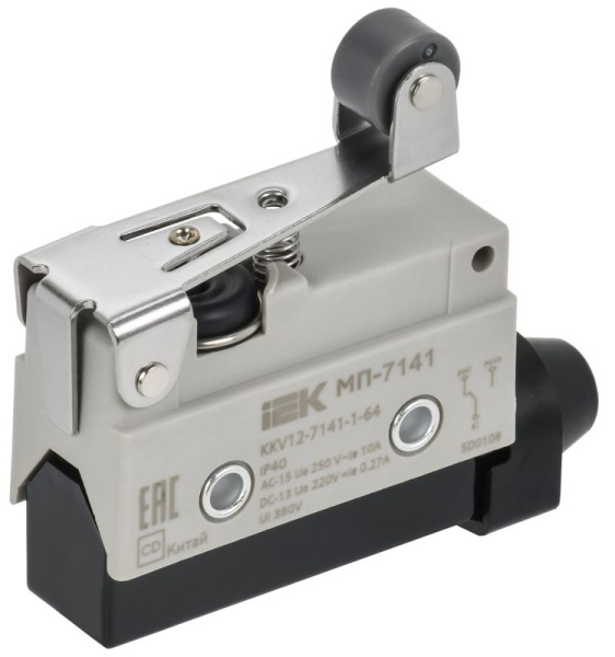 Микропереключатель концевой МП-7141 IP40 укороченный рычаг с роликом IEK KKV12-7141-1-64