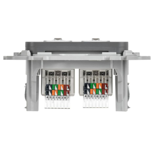Розетка компьютерная 2-м СП FLITE РК5е-2-0-ФлМА RJ45 кат.5E UTP механизм мокрый асфальт IEK FI-K22-1-K80