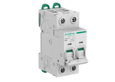 Выключатель автоматический 2п D 63А 10кА Systeme9 400В SE S9F33263