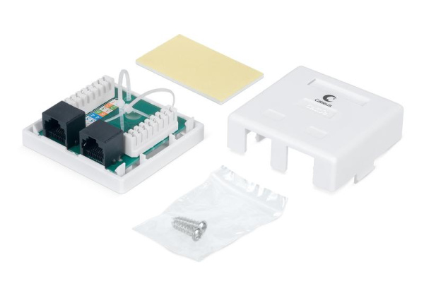 Розетка компьютерная 2-м ОП WS-8P8C-Cat.5e-2 RJ45 кат.5E Dual IDC Cabeus 7247c