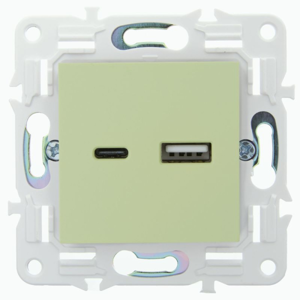 Розетка USB A+C 18Вт SKANDY SK-R13G мятный IEK SK-U22-018-K06