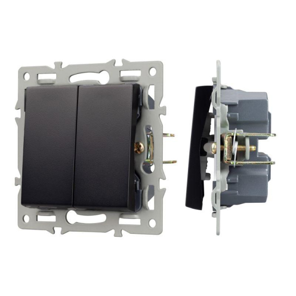 Механизм выключателя двухклавишный непроходной SWT-MK02-PL-BK (250В 16А) Arlight 043725