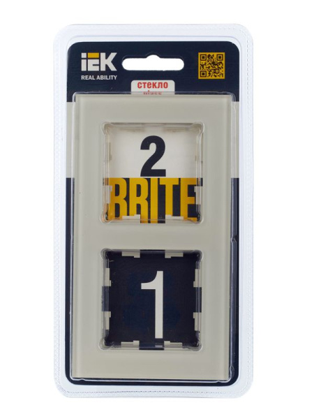 Рамка 2-м BRITE РУ-2-2-БрВа стекло ванильн. IEK BR-M22-G-K10