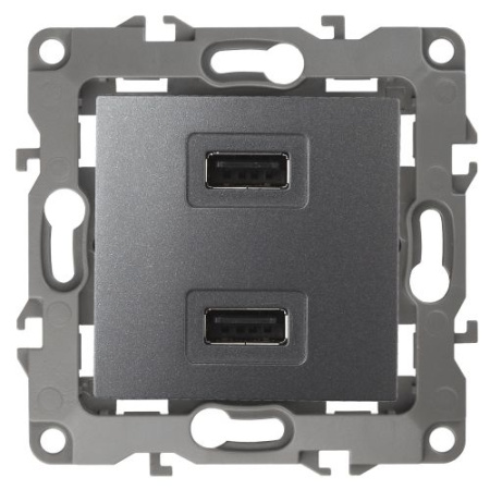 Устройство зарядное USB 12-4110-12 5В-2100мА графит ЭРА Б0027497