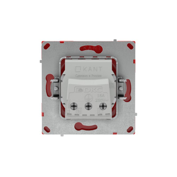 Розетка силовая KANT 2P+E без шторки красн. сатин DKC 7001033