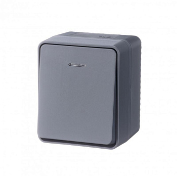 Выключатель 1-кл. ОП AtlasDesign PROFI IP54 10AX с подсветкой антрацит SE ATN544013