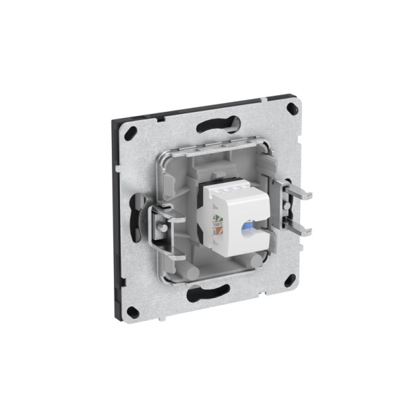 Розетка компьютерная 1-м KANT RJ45 кат.5E без шторки черн. уголь DKC 7012663