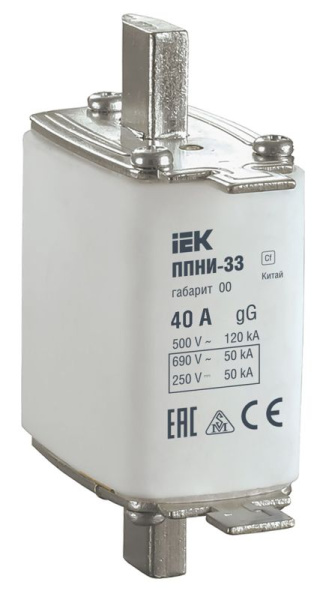 Вставка плавкая ППНИ-33 40А габарит 00 IEK DPP10-040