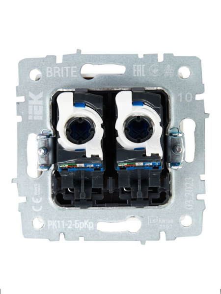 Розетка компьютерная двойн. СП RJ45 кат.6 BRITE РК11-2-БрКр механизм беж. IEK BR-K20-2-K10