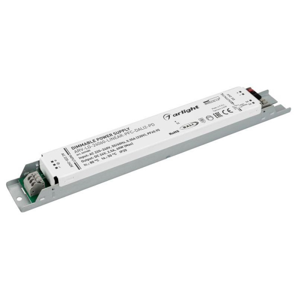 Блок питания ARV-LG-24060-LINEAR-PFC-DALI2-PD 24В 2.5А 60Вт IP20 метал. Arlight 049480