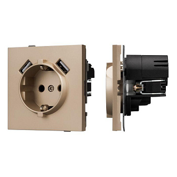 Розетка 1-м СП SCT-TENDO-MUAA-PL-GD 16А IP20 230В с USB зарядкой механизм Arlight 054085