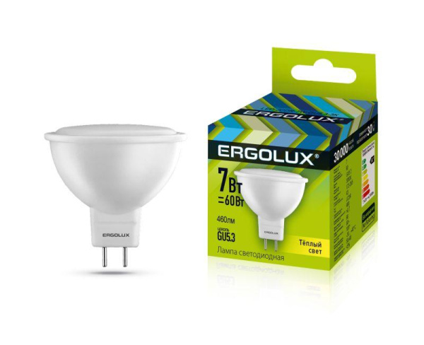 Лампа светодиодная LED-JCDR-7W-GU5.3-3000K 7Вт JCDR рефлектор матовая 3000К тепл. бел. GU5.3 220-240В Ergolux 12158