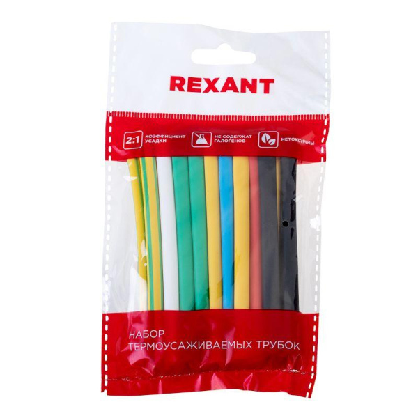 Набор трубок термоусадочных №13 ТУТ нг 4/2 7 цветов (уп.21шт по 10см) Rexant 29-0113