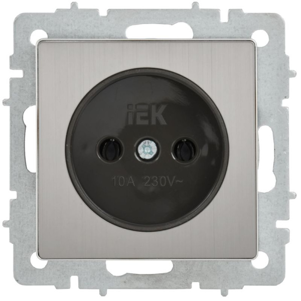 Розетка 1-м СП BRITE РС10-1-0-БрГН 10А IP20 без заземл. без защ. шторок механизм метал. хром/никель IEK BR-R10-10-M-K23