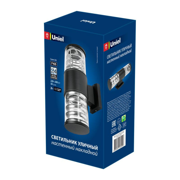 Светильник светодиодный уличный UUL-S12A 2х60W/E27 IP65 BLACK под две лампы Е27 архитектурный накладной корпус черн. Uniel UL-00006808