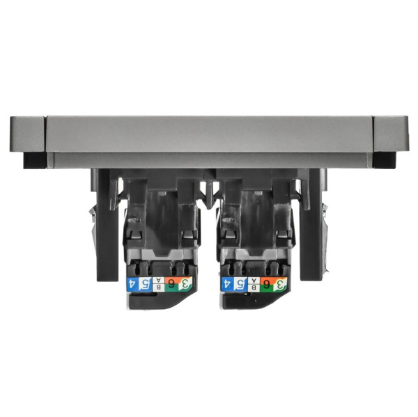 Розетка компьютерная 2-м RJ45 кат.5E FORTE&PIANO FP533 сталь IEK FP-K20-1-K46
