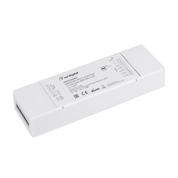 Контроллер SMART-K41-MULTI-PUSH-SUF (12-48В 5х6А RGB-MIX 2.4G) (IP20 пластик) Arlight 032988