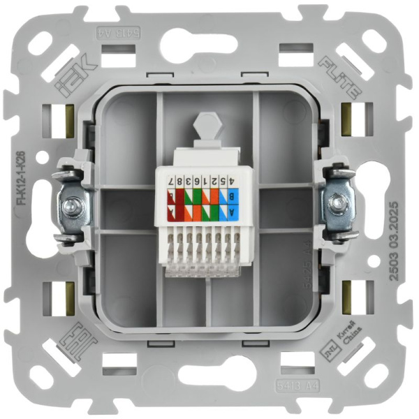 Розетка компьютерная СП FLITE РК5е-1-0-ФлО RJ45 кат.5E UTP механизм олив. IEK FI-K12-1-K26