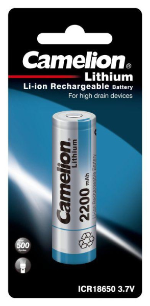 Аккумулятор ICR18650 2200мА.ч 3.7В Li-Ion/ LiCoO2 Camelion 14720