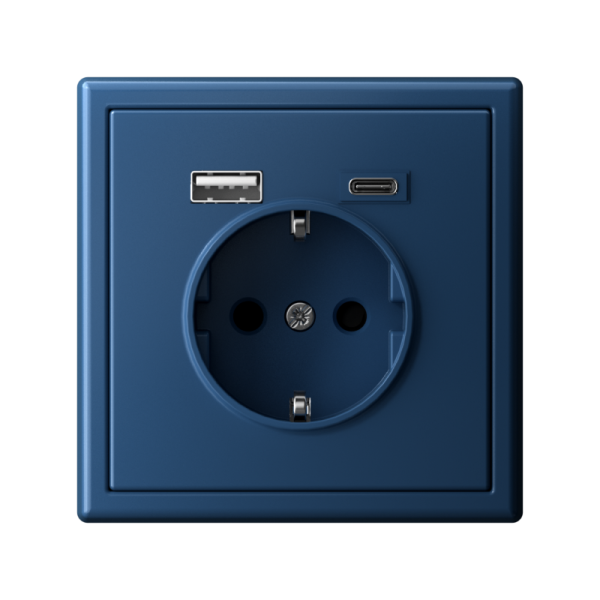Розетка ArtGallery 16А с 2-мя заряд. устройствами USB A+C 5В/2.4А/3А 2х5В/1.5А механизм аквамарин SE GAL001132