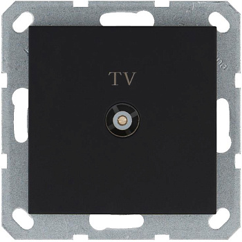 Розетка телевизионная проходная TV Ф9.5мм механизм черн. матов. soft touch Jasmart G6002PB