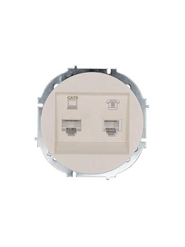 Розетка компьютерная + телефонная OSEN RJ45 кат.6 + RJ11 с модулем механизм сл. кость LEZARD 743-9088-144