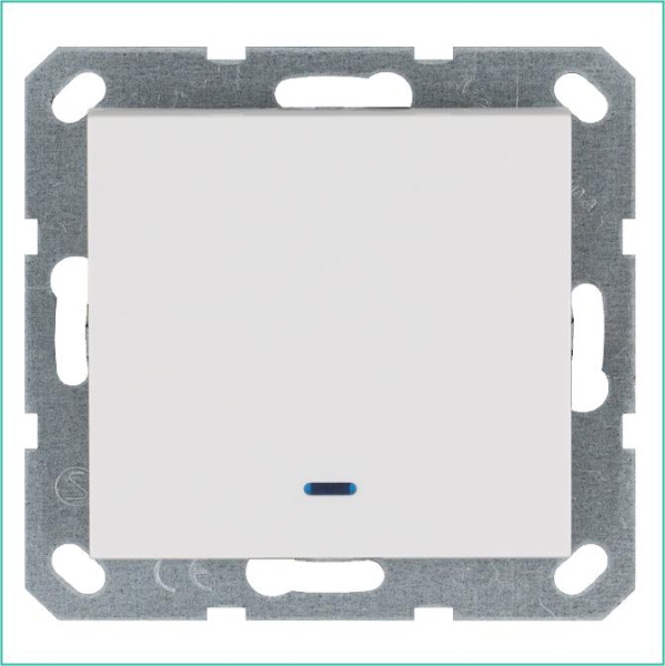 Выключатель 1-кл. 10А IP20 с подсветкой механизм бел. глянцевый Jasmart G3011NW