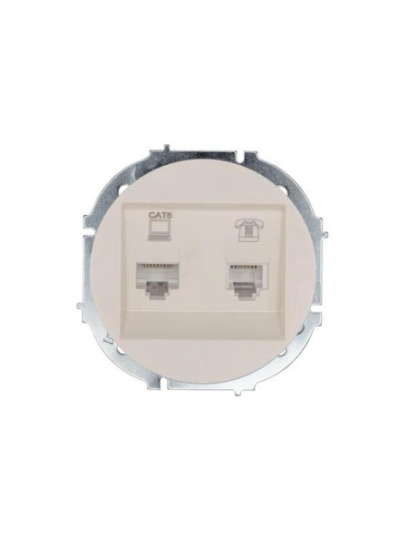 Розетка компьютерная + телефонная OSEN RJ45 кат.6 + RJ11 с модулем механизм сл. кость LEZARD 743-9088-144