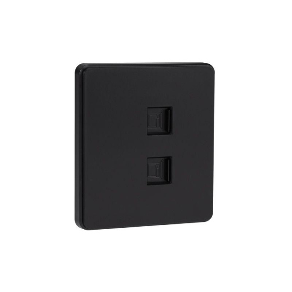 Розетка компьютерная 2-м СП ROUND RJ45 + RJ45 кат.6 IP20 оникс Kranz KR-78-0725-3