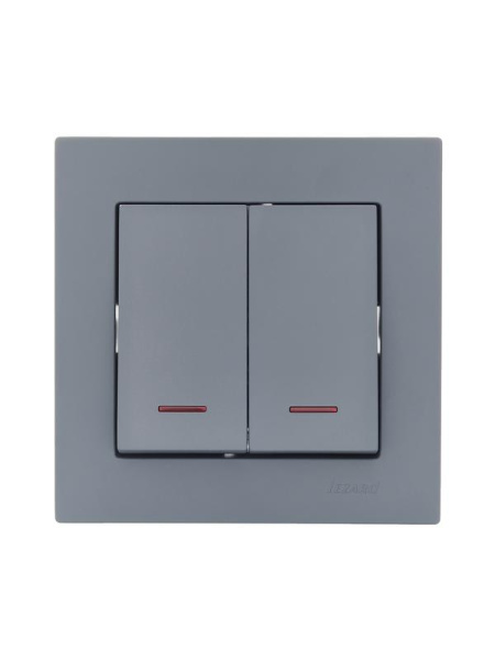 Выключатель 2-кл. 1п СП Vesna 10А IP20 с индикацией механизм графит LEZARD 742-3488-112
