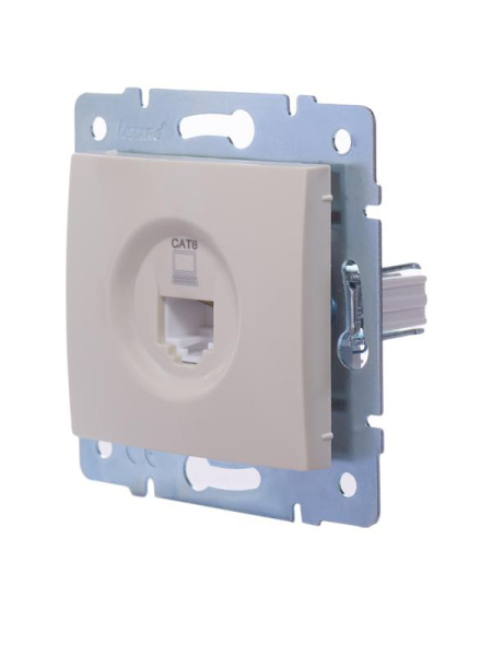 Розетка компьютерная 1-м СП KARINA IP20 RJ45 кат.6 механизм крем. LEZARD 707-0388-140