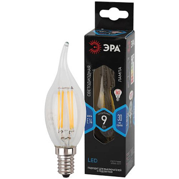 Лампа светодиодная филаментная F-LED BXS-9W-840-E14 BXS 9Вт свеча на ветру 4000К нейтр. бел. E14 Эра Б0047005