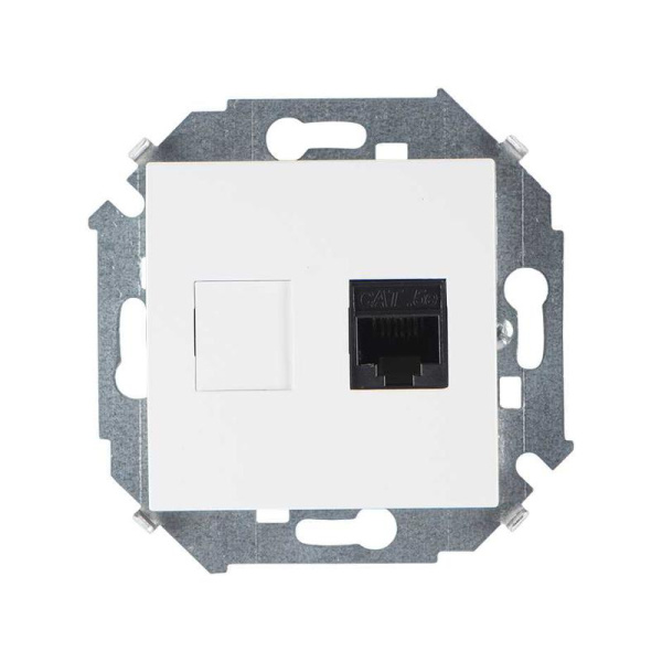 Розетка компьютерная Simon 15 RJ45 кат.5E AMP механизм бел. Simon 1591551-030