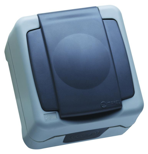 Розетка с заземлением и крышкой с винтовым зажимом IP55 Makel 36064029