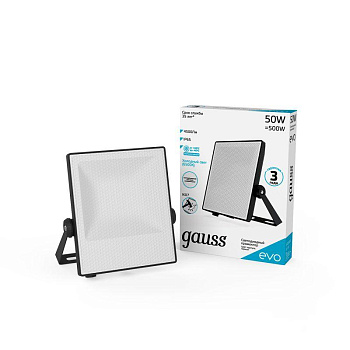 Прожектор светодиодный EVO 50Вт 6500К IP65 4500лм 100-240В ДО черн. GAUSS 687511350