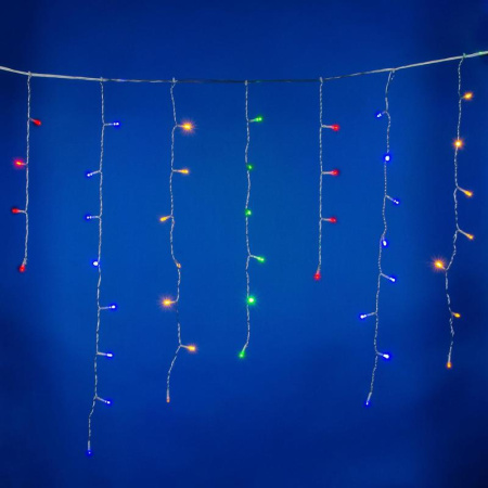 Гирлянда светодиодная "Бахрома"25м 440LED разноцвет. эффект мерцания соединяемая провод прозр. Uniel UL-00010886
