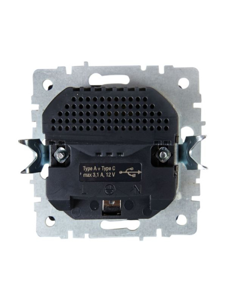 Розетка BRITE РЮш11-1-БрМ 16А с USB A+C 18Вт с заземл. защ. шторки механизм маренго IEK BR-R14-16-U22-018-K35