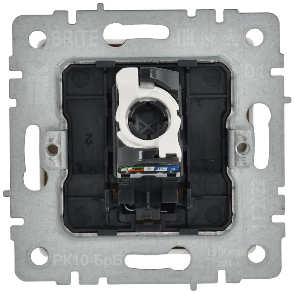 Розетка компьютерная Brite RJ45 кат.5E РК10-БрБ механизм бел. IEK BR-K10-1-K01-PRO