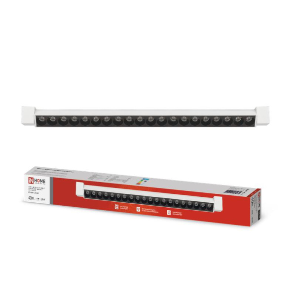 Светильник светодиодный трековый TOP-LINE LTR-02R-TL 40Вт 4000К IP40 4000лм 605мм 24град. линейный поворотн. бел. IN HOME 4690612045825