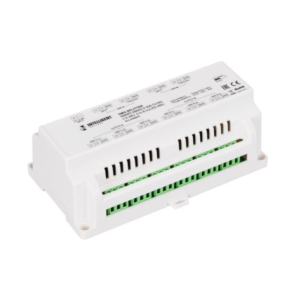 Сплиттер SMART-DMX512-306-72-DIN (12-48В 2-in 6-out RS-485) IP20 металл Arlight 038937