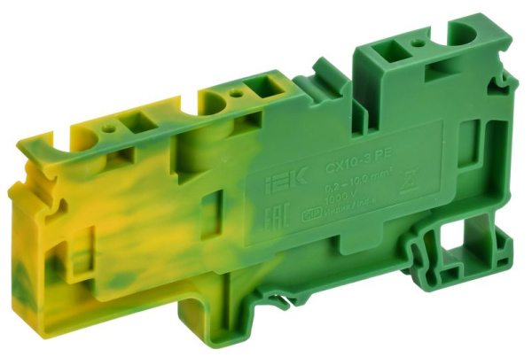 Клемма пружинная заземляющая CX10-3 PE 10кв.мм 3-конт. ARMAFIX IEK AF-CT41-00-3-K52-010