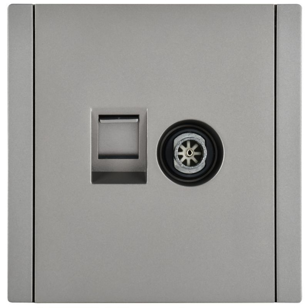 Розетка 2-м TV+RJ45 кат.6 FORTE&PIANO FP537 сталь IEK FP-AK20-2-K46