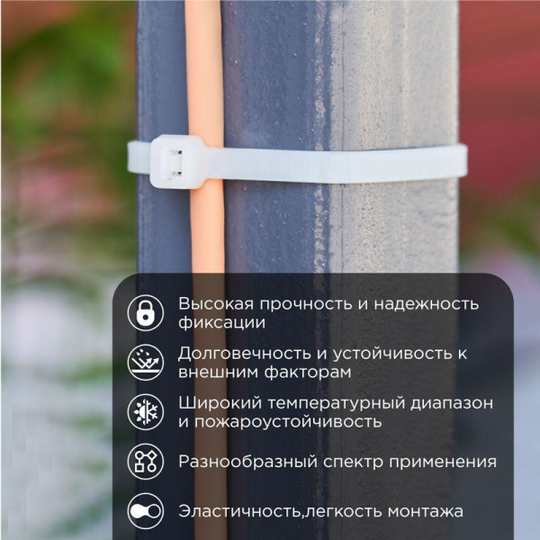 Стяжка кабельная нейлоновая 1020х9.0мм белая (уп.25шт) Rexant 07-1020-25
