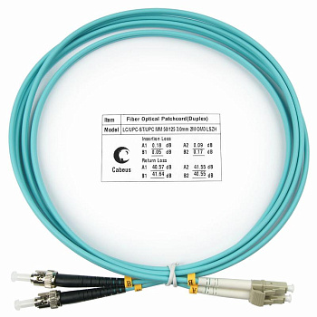 Шнур оптический duplex LC-ST 50/125мм OM3 2м LSZH FOP-50-LC-ST-2м Cabeus 7575c
