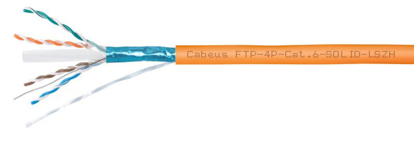 Кабель витая пара F/UTP кат.6 4х2х23AWG solid LSZH нг(А)-HF FTP-4P-Cat.6-SOLID-LSZH оранж. (уп.305м) Cabeus 8948c